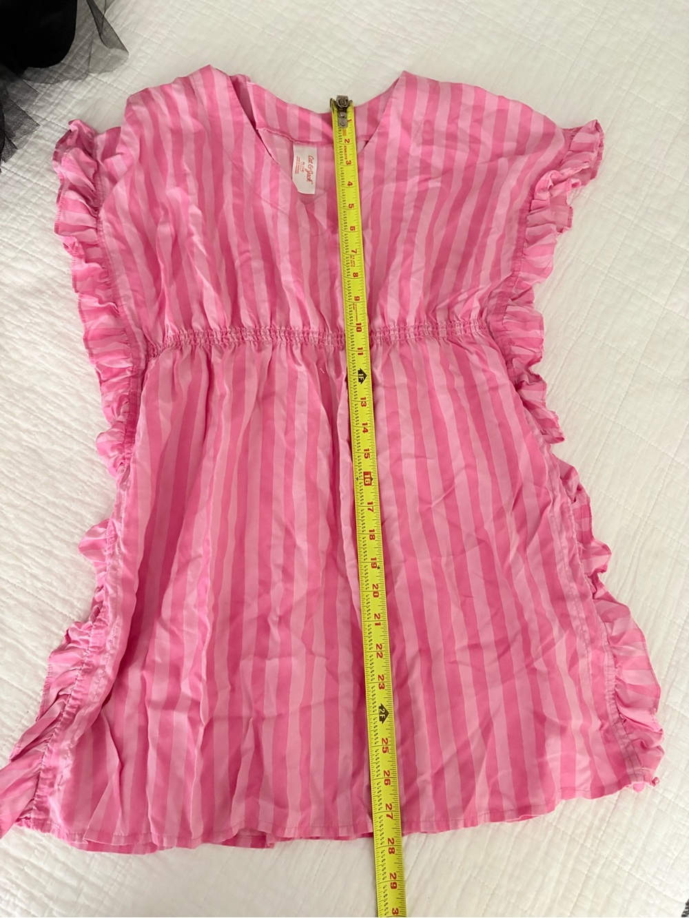 Cat & Jack Pink Striped Ruffle Swim cover up
